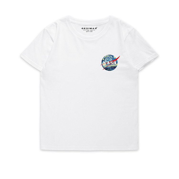 GESIMAO 独立设计 NASA T恤 美国宇航局标志logo衣服短袖文艺百搭
