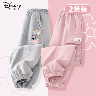 迪士尼女童工装裤春秋款运动裤