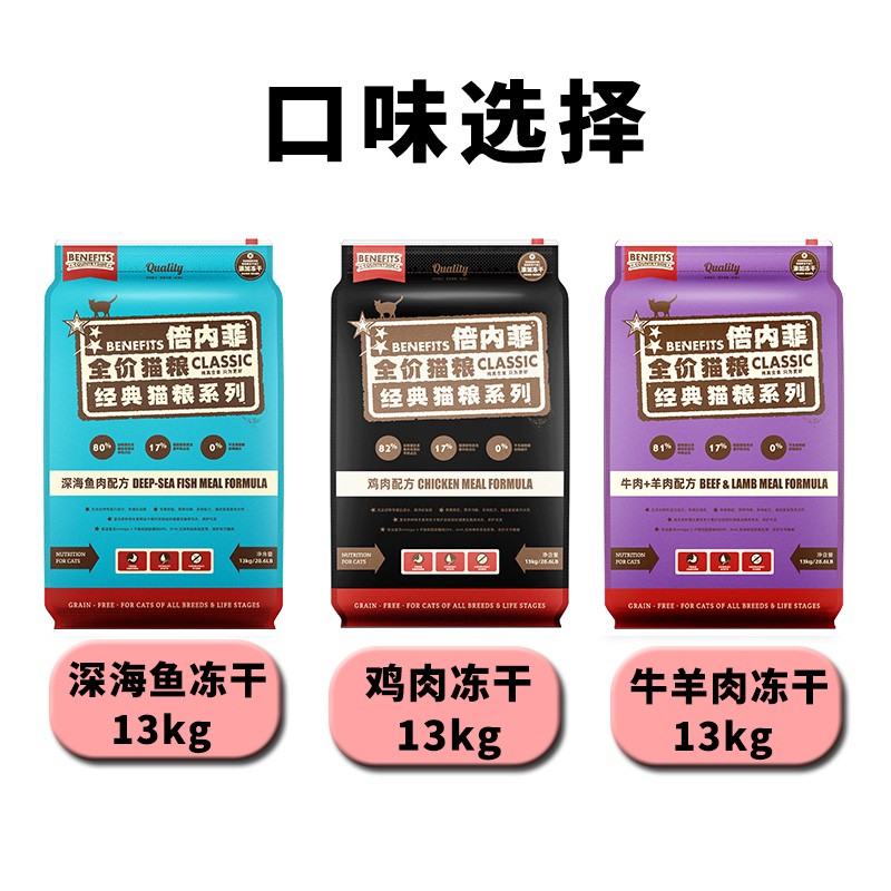 马甸老赵 倍内菲繁育猫粮羊肉牛肉无谷鲜肉冻干怀孕及孕母粮13kg.