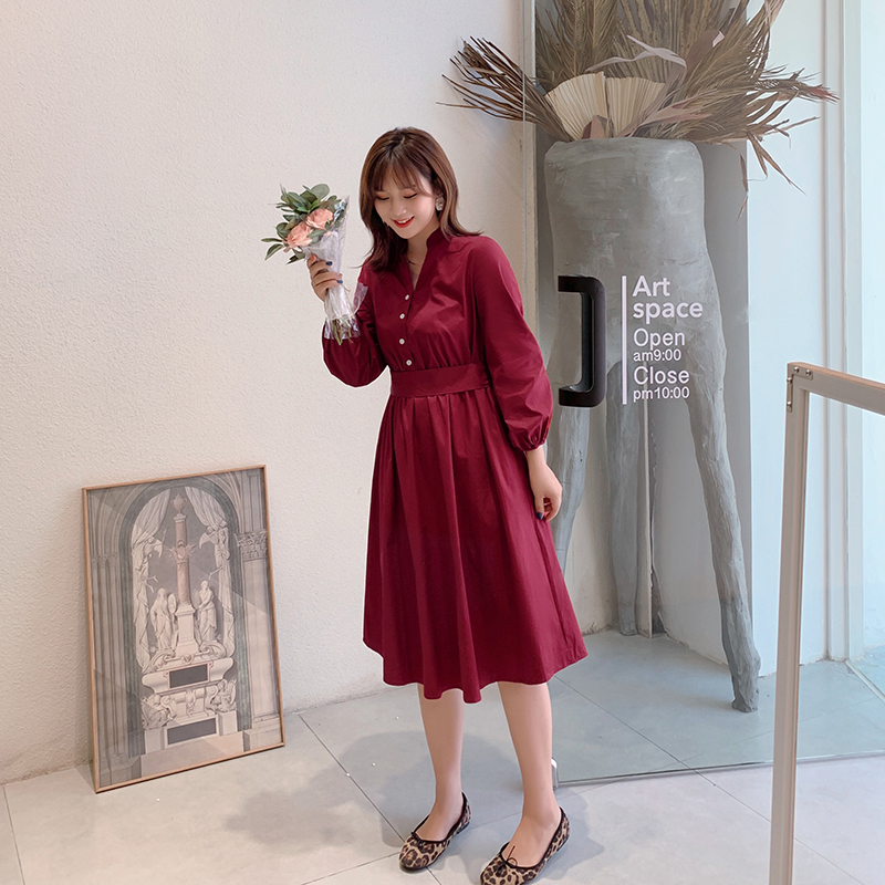 2019女秋季洋气显瘦收腰法式复古大码女装胖妹妹中长款初秋连衣裙159.80元包邮
