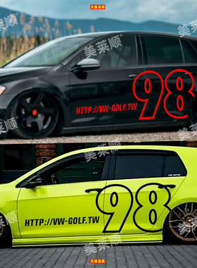 适用于大众高尔夫8汽车拉花高7 POLOGTI车身彩条车贴改装车身贴纸