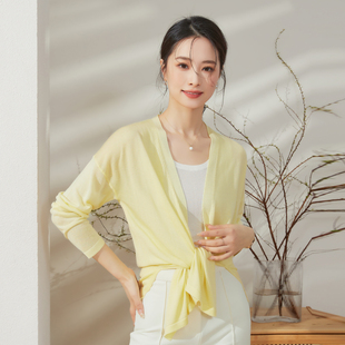 外搭防晒针织空调衫 v领薄款 V2SF1T20 女中长款 春竹温柔慵懒开衫