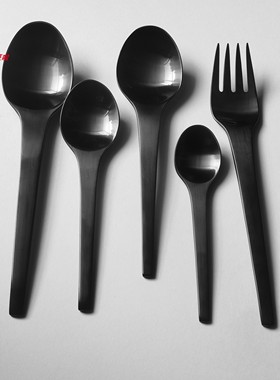 包邮不修图食品级不锈钢乔治杰生帆船（CARAVEL）系列黑色餐具勺