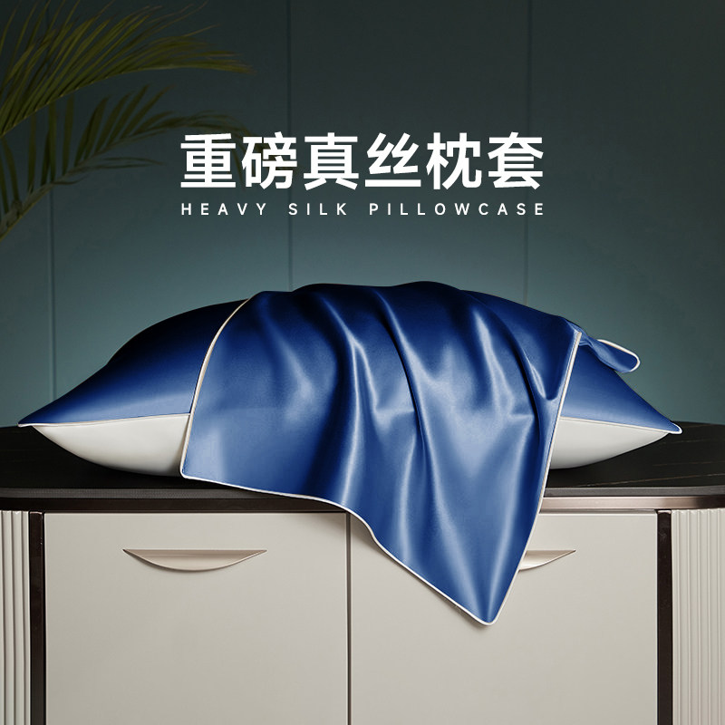 真丝枕套一对装桑蚕丝30姆米丝绸枕套枕巾夏季冰丝枕头套48x74cm
