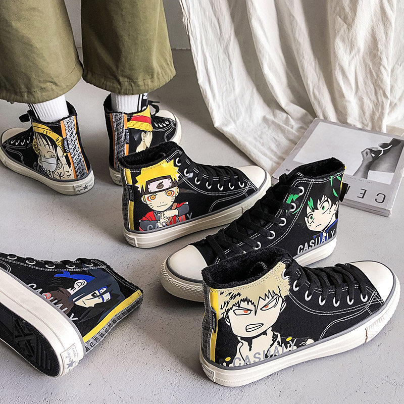 加绒保暖火影男生高帮帆布鞋2019秋冬动漫卡通海贼王加棉板鞋子|ruв категории Мужская обувь, холст обувь - от Buy2taobao.com для оказания профессиональной услуги покупки агента Taobao