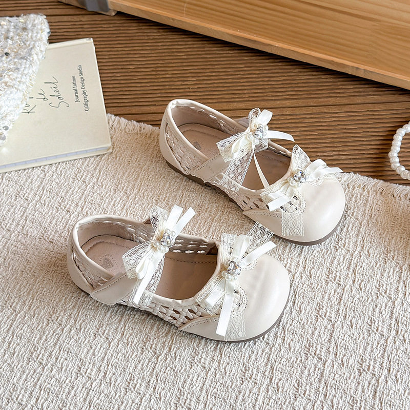 儿童编织镂空水钻凉鞋2026春夏季新款韩版女童蝴蝶结配裙子公主鞋