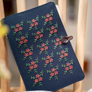 原创刺绣碎花活页线装A6A5文艺笔记本日记本布艺手账随身本手工