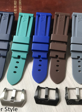 代用替换沛纳海手表带黑色灰色PAM441/359/312/616橡胶带针扣24mm