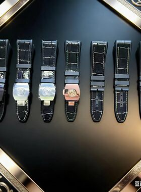 代用FM法兰克穆勒真皮手表带男法穆兰V45硅胶尼龙黑蓝色表链28mm