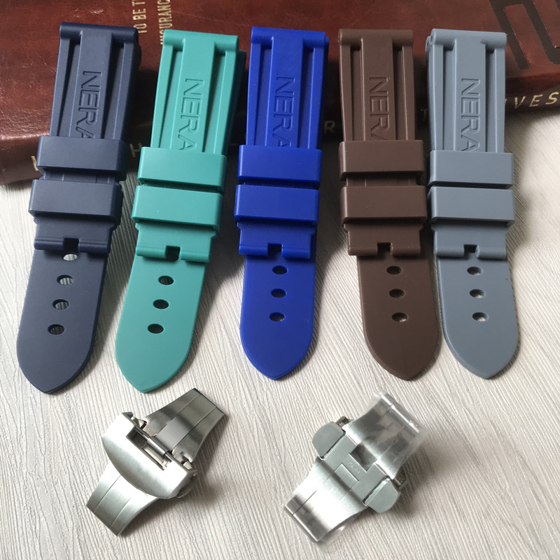 代用沛纳海原装手表带PAM00359 441 312 438手表链蝴蝶扣橡胶带24