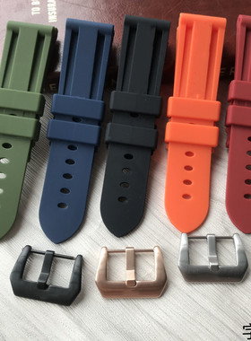 代用替换沛纳海手表带灰色PAM441/359/312/616橡胶带针扣24mm22mm