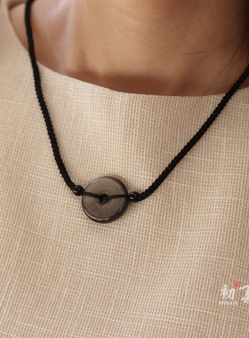 天然曜石平安扣项链可调节