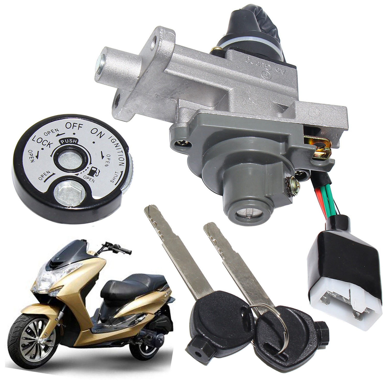 鸿图SMAX踏板车电摩套锁宏图电门锁 傻妹电动车电源锁 摩托车配套