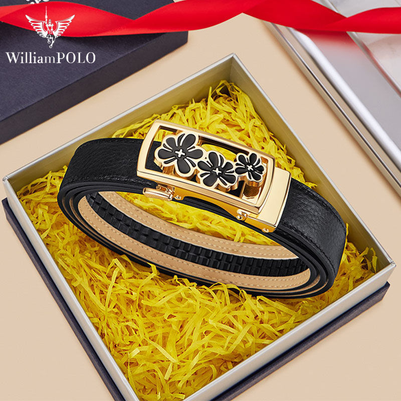 英皇保罗皮带女款真皮自动扣牛皮装饰牛仔裤带时尚纯牛皮腰带