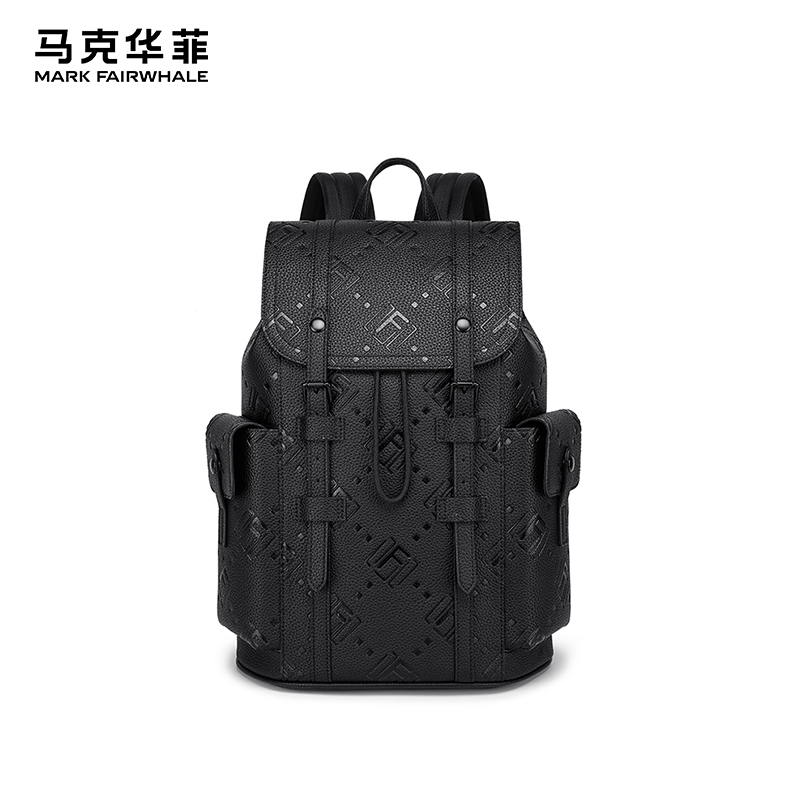 马克华菲个性复古印花大容量潮流男士双肩包时尚休闲电脑旅行背包