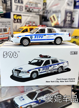 1/64 596 福特皇冠cv nypy 便衣警车黑色合金汽车模型