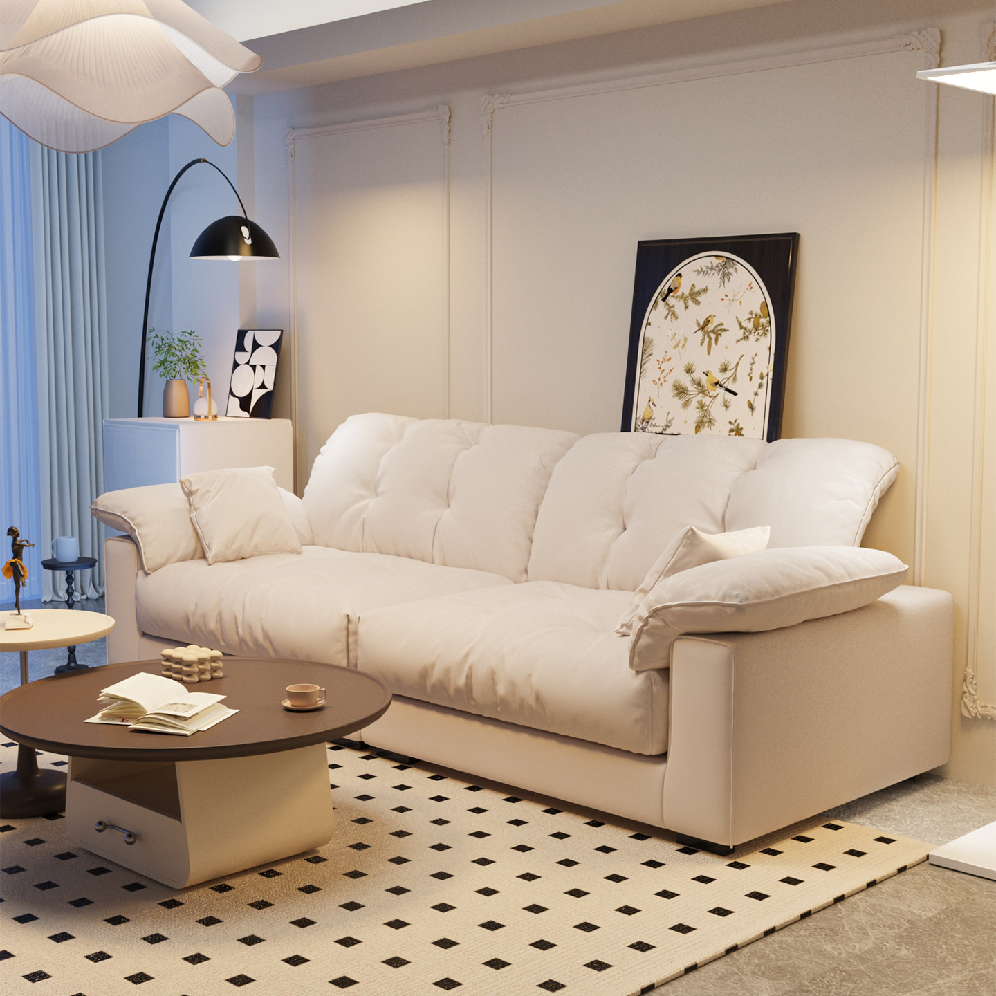 奶油风布艺沙发客厅2026新款小户型家用可拆洗三人位直排云朵沙发,住宅家具,布艺沙发,淘宝优惠券,粉丝福利购,淘宝优惠卷