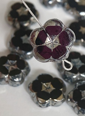 进口捷克珠14mm山竹花透紫串珠diy手链项链耳饰材料