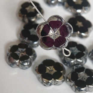 进口捷克珠14mm山竹花透紫串珠diy手链项链耳饰材料