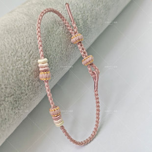 纯手工编织手绳手链男女转运平安红可穿黄金配件可调节拼色精编绳