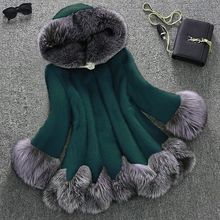 貂绒大衣女士狐狸毛连帽韩版 修身 新款 秋冬季 仿水貂皮草外套中长款