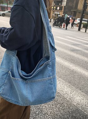 托特包牛仔大容量复古斜跨通勤