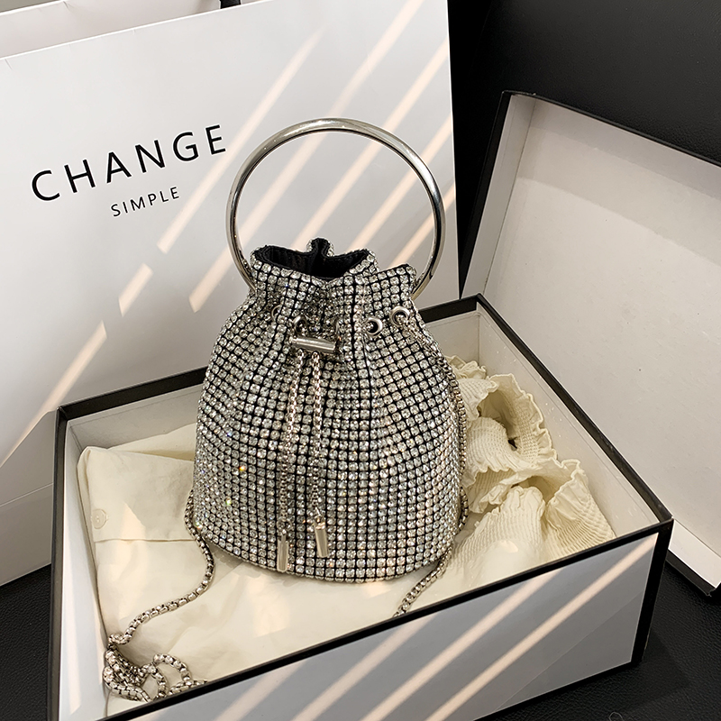 水桶包水钻中包日韩手提单肩斜跨