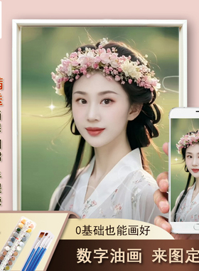 diy数字油画定制任意照片转手绘填色丙烯人像画情侣闺蜜手工礼物