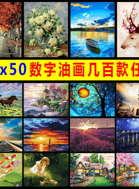diy数字油画40*50风景人物花卉爱情卡通客厅装饰厂家直销百款任选