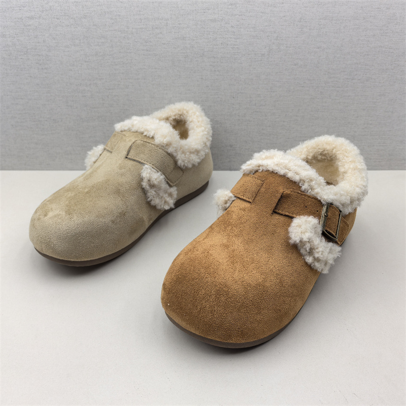 2025绒面加绒勃肯鞋女冬季保暖毛绒圆头休闲鞋舒适百搭内增高棉鞋