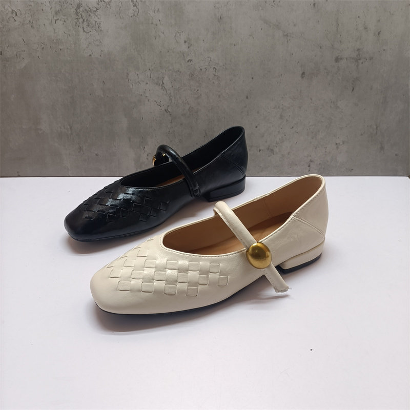 2026春季复古风编织玛丽珍鞋女方头一字扣带低跟单鞋百搭时尚女鞋