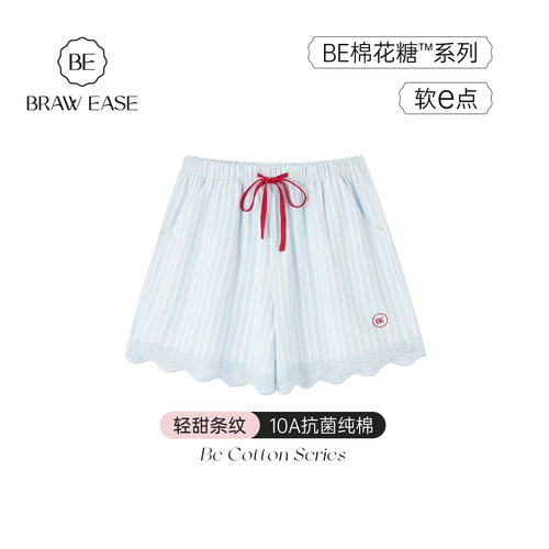 BE10A抗菌纯棉蕾丝拼接睡裤女