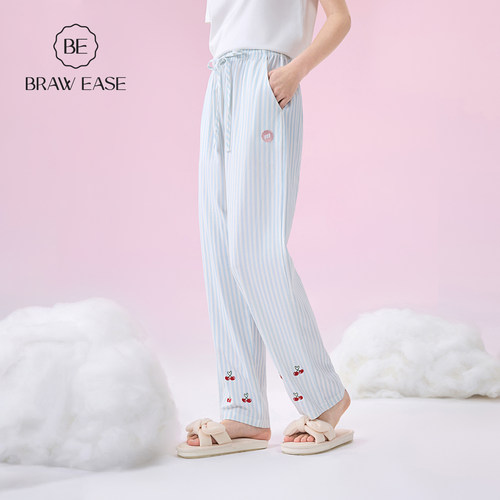 BE抗菌防螨纯棉女樱桃刺绣睡裤女