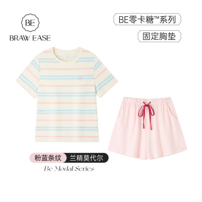 BE带胸垫天丝莫代尔睡衣女夏新品