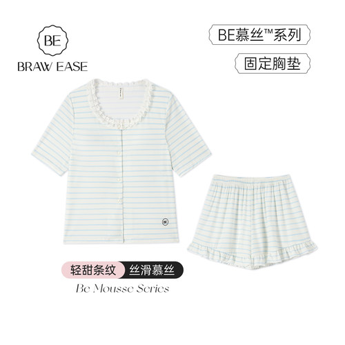 BE慕丝凉感带胸垫睡衣女夏短款