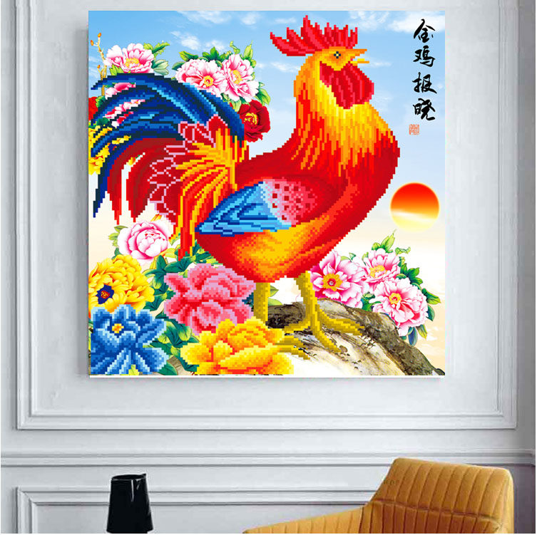 万事如意鸡十字绣客厅钻石画圆钻鸡新款动物图案大公鸡吉祥图水钻
