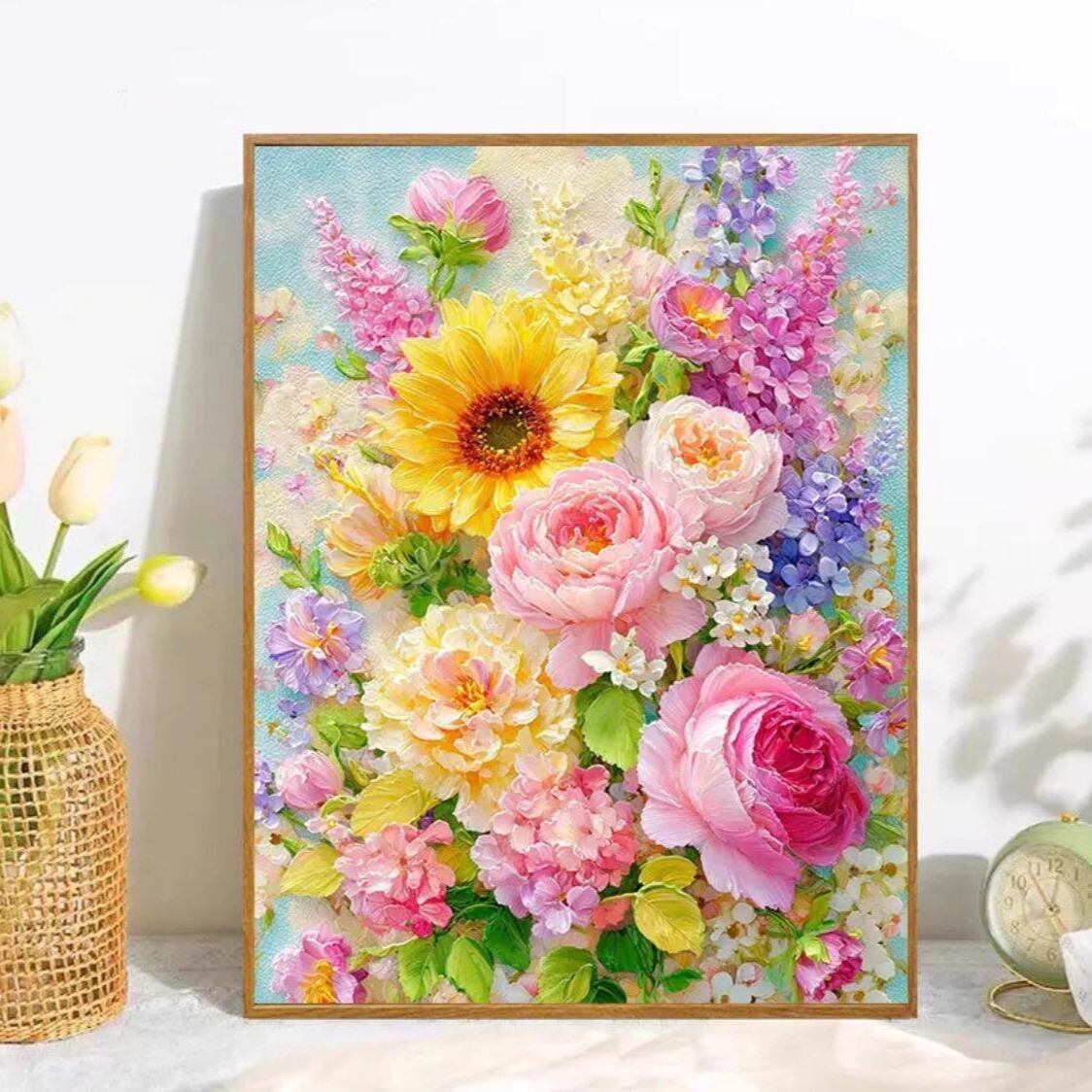 2025新款十字绣客厅繁花似锦满绣刺绣小幅餐厅挂画手工自己绣简约