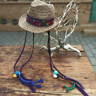 杨丽萍民族风绣花帽子新款洋气藏族范儿防晒帽子夏天刺绣遮阳草帽