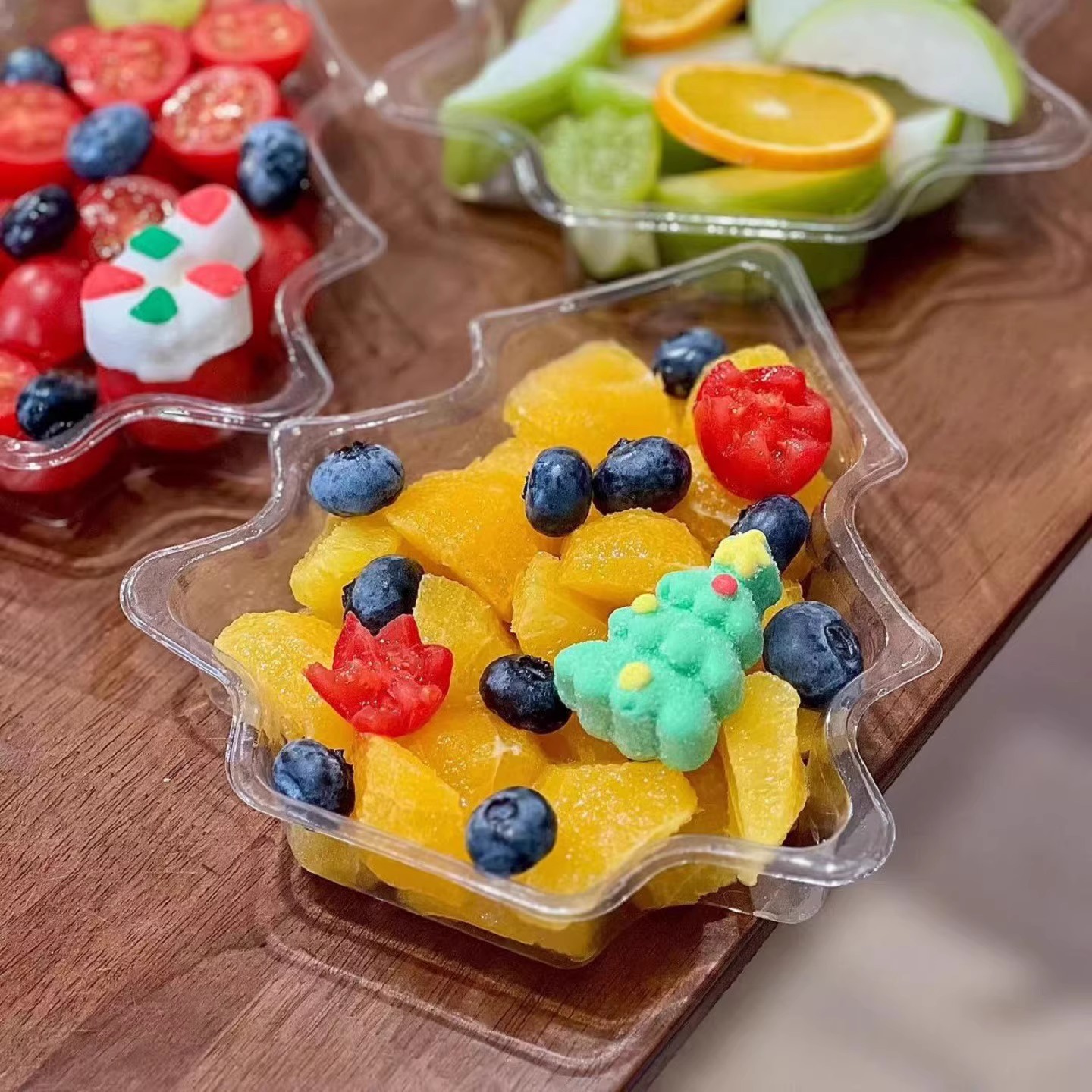 创意圣诞树果切包装盒透明塑料一次性圣诞节草莓水果鲜果礼盒异形