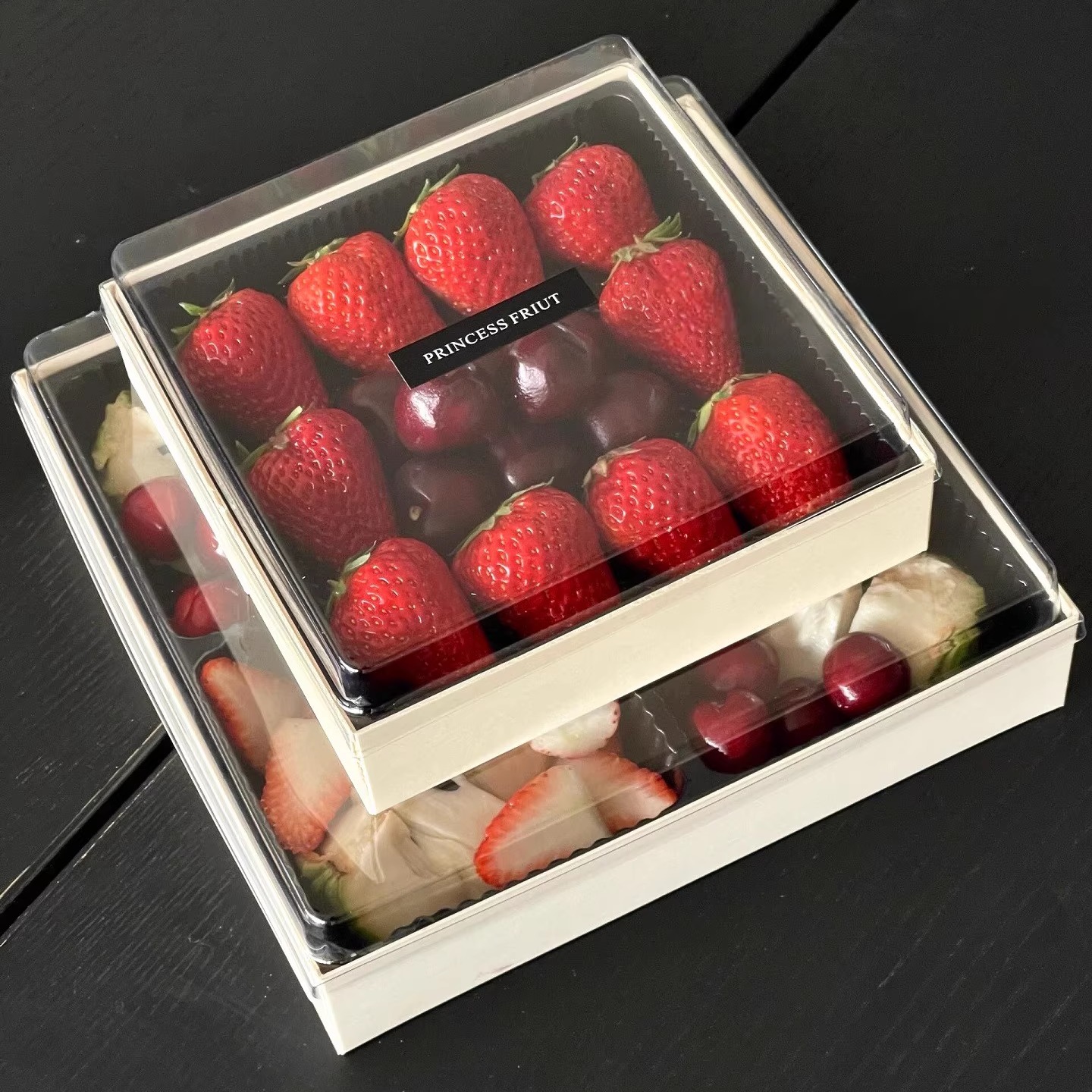 高档鲜果草莓礼盒包装盒商用一次性车厘子果切水果打包盒方形带盖