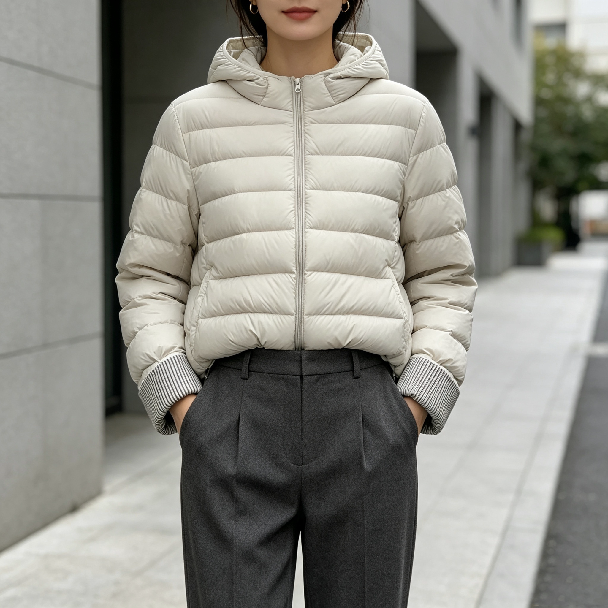 韩版连帽90白鸭绒女冬羽绒服