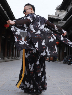 中国风古风汉服女夏季改良夏装汉元素唐装男士长衫外套魏晋风道袍