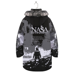 nasa联名羽绒服外套男宇航员印花春秋连帽oversize加绒保暖面包服
