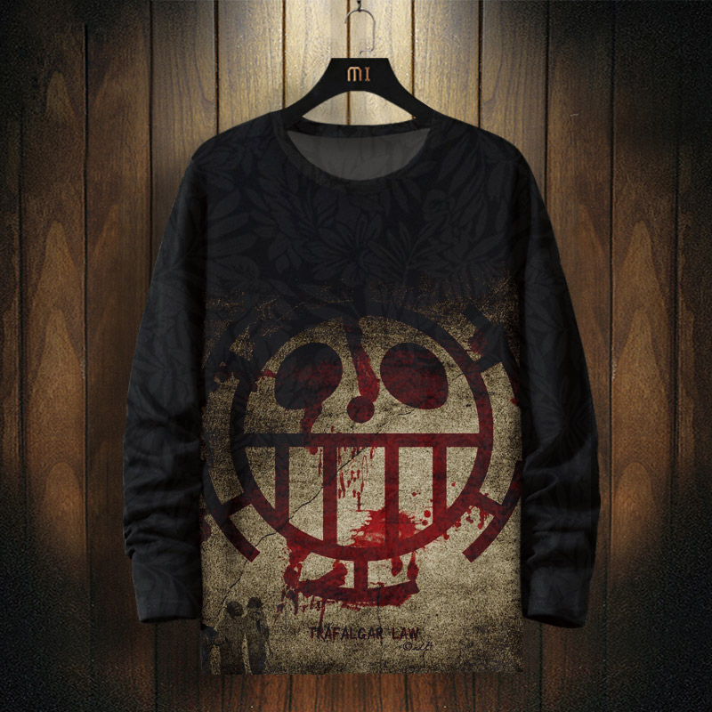 早春新款长袖T恤男海贼王cos服痛衣打底衫设计感小众动漫联名内搭