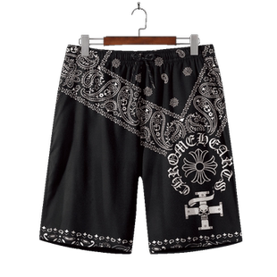 外穿腰果花短裤男速干休闲裤潮流沙滩篮球运动裤子梵文印花五分裤