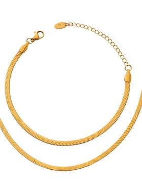 高级感钛钢蛇骨链叠戴配搭锁骨链