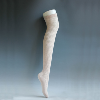 日系纯棉镂空网眼高筒袜春秋夏季穿堆堆袜透气防臭美腿长筒袜肉色