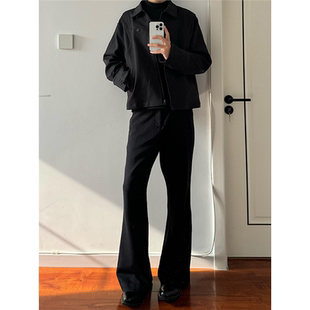 美式cleanfit黑色马吉拉517柳叶弯刀西裤男垂坠感高级感微喇裤子