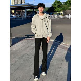 黑色弯刀微喇西裤男款夏季垂坠感高级感裤子cleanfit显腿长直筒裤