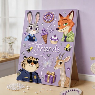 新款疯狂动物城珍珠画手工diy钻画装饰画礼物半成品钻石画